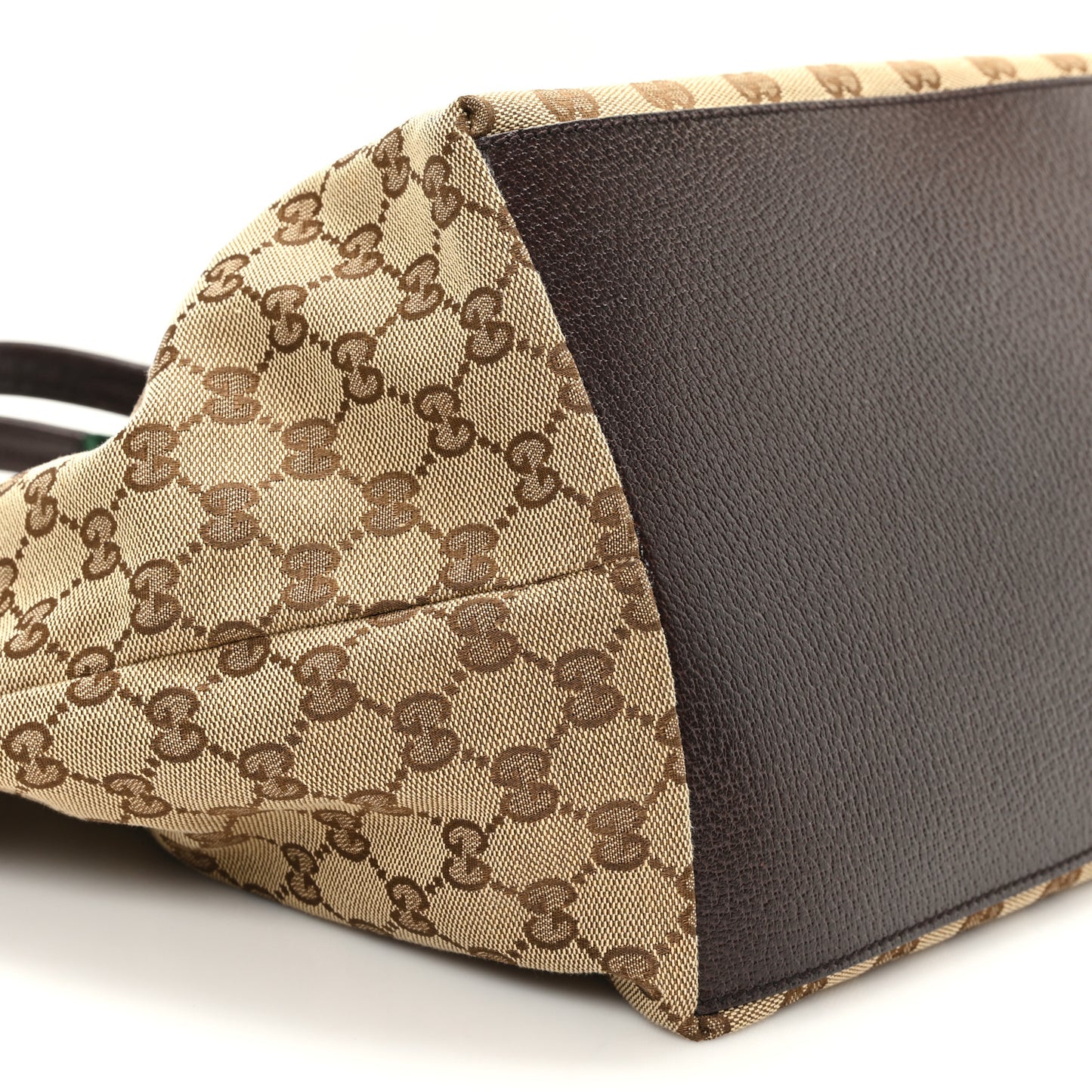GG Monogram Medium Web Handle Bucket Tote Dark Brown