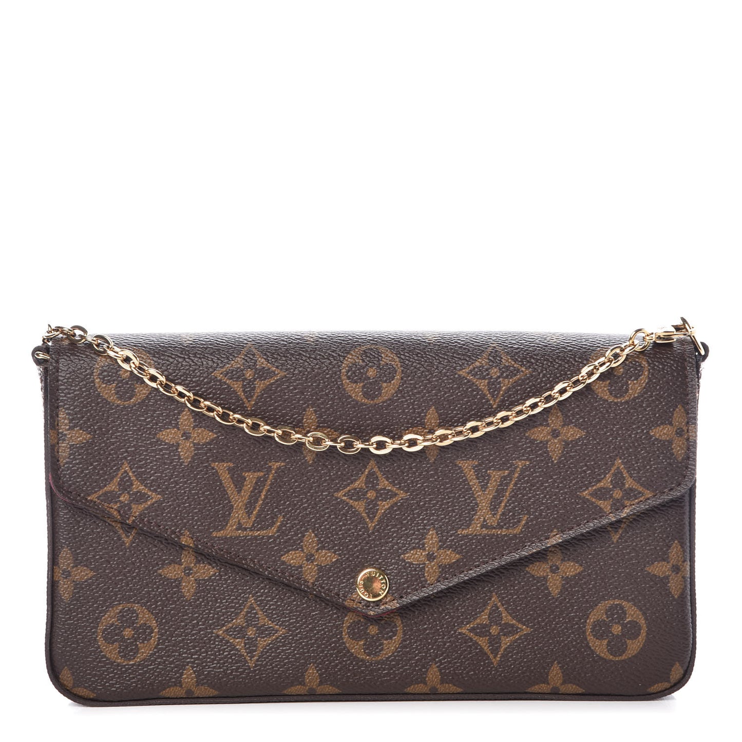 Monogram Pochette Felicie Chain Wallet Fuchsia