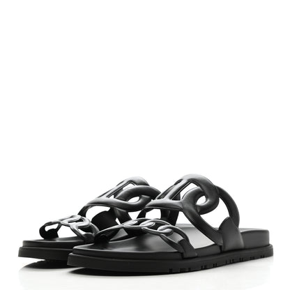 Hermes Nappa Extra Sandals 38 Black 3 of 8
