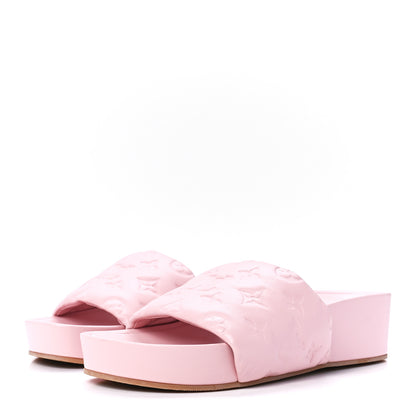Louis Vuitton Lambskin Embossed Monogram Jumbo Flatform Mule Sandals 39 Rose Clair 3 of 8