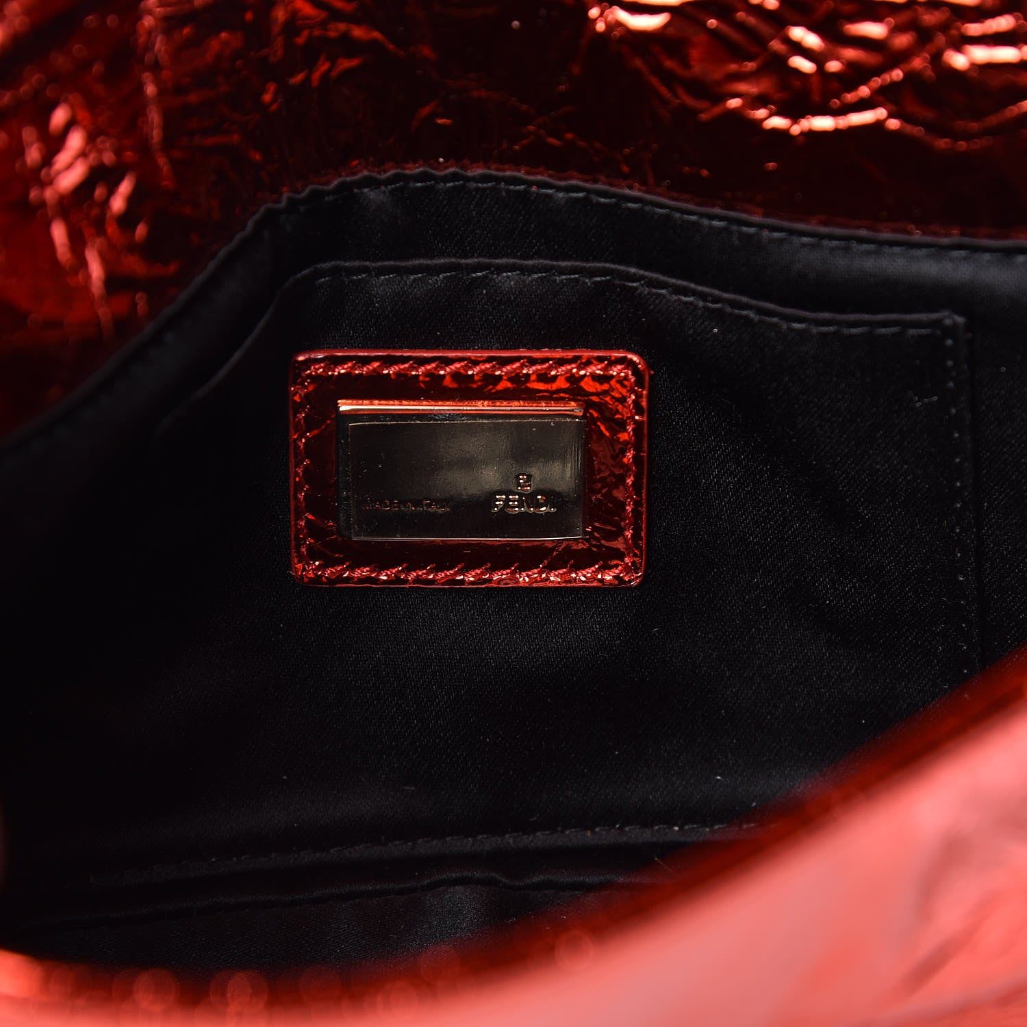 Fendi Laminated Metallic Calfskin Mia Pochette Red 6 of 10