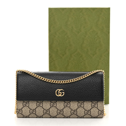 Gucci Dollar Calfskin GG Supreme Monogram Petite GG Marmont Wallet Chain Bag Black Beige Ebony 12 of 12