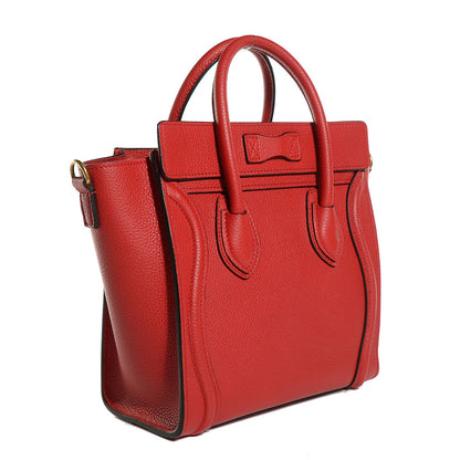 Celine Drummed Calfskin Nano Luggage Coquelicot 3 of 8