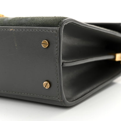Saint Laurent Kid Suede Smooth Calfskin Mini Classic Monogram Cassandra Top Handle Dark Smog 6 of 13