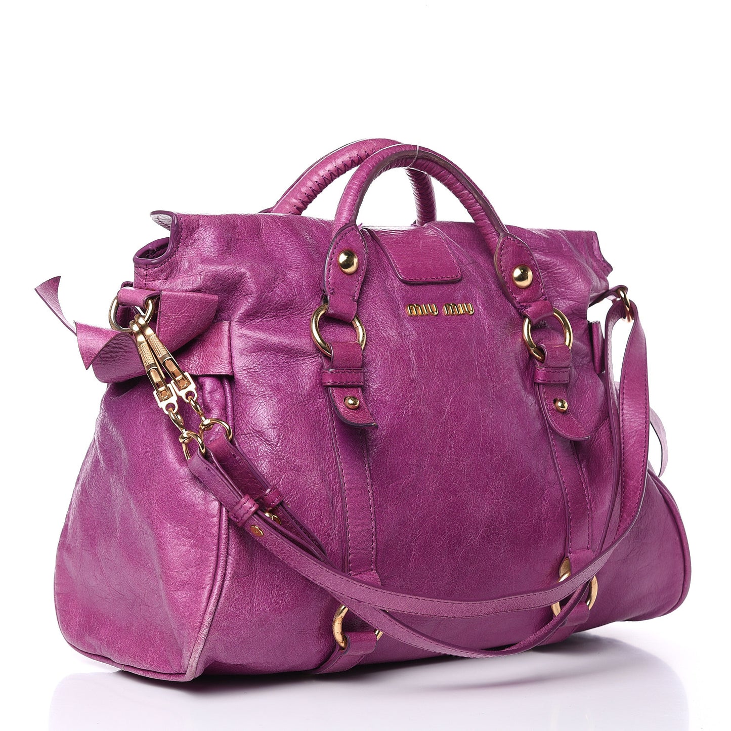 Vitello Lux Medium Bow Bag Fuchsia