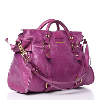 Miu Miu Vitello Lux Medium Bow Bag Fuchsia 5 of 16