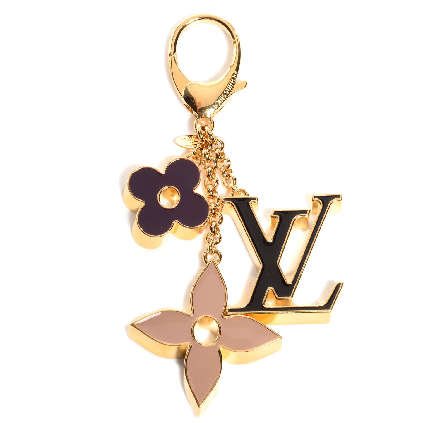 Fleur De Monogram Bag Charm Dore