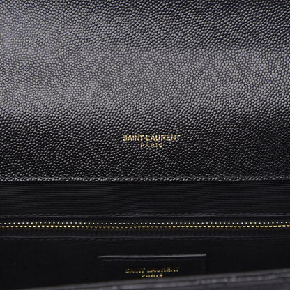 Saint Laurent Grain De Poudre Textured Mixed Matelasse Large Triquilt Monogram Satchel Black 6 of 9