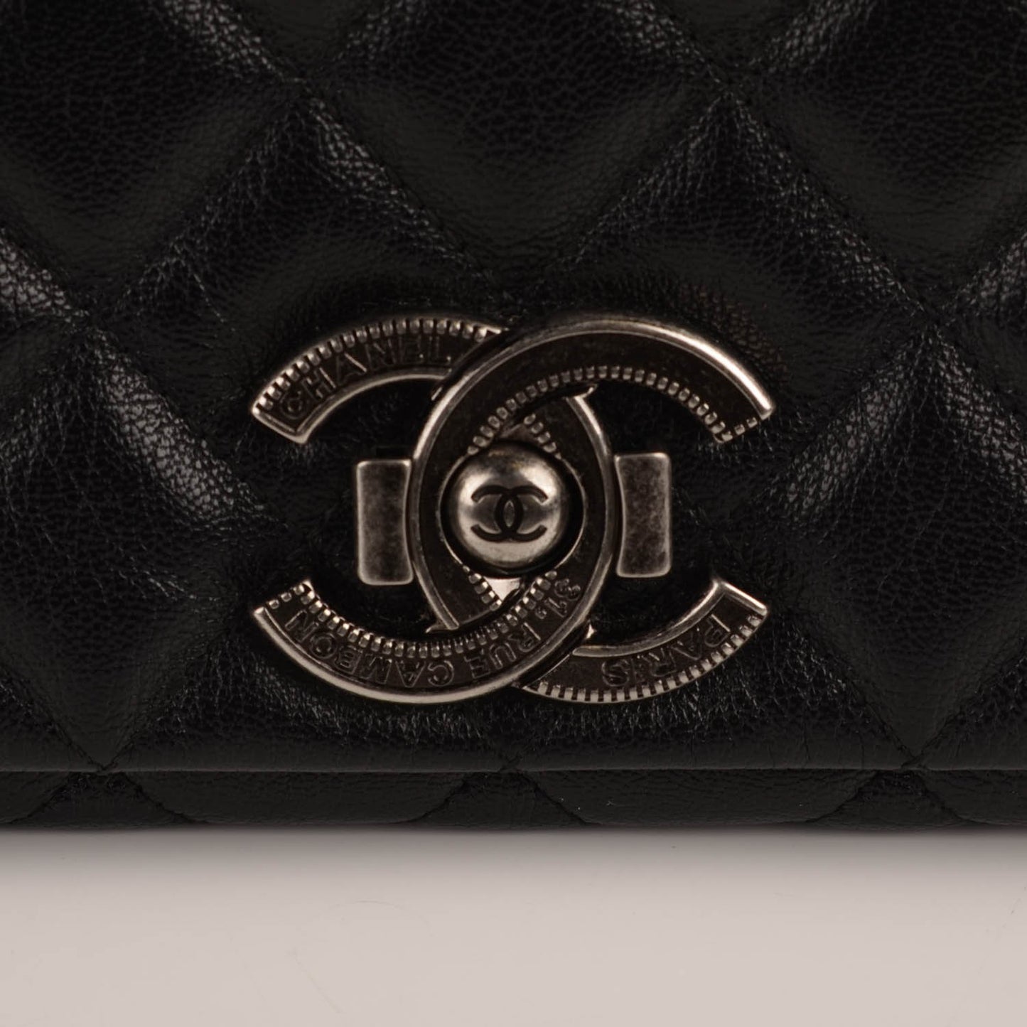 Metallic Goatskin Quilted Medium City Rock Flap Black