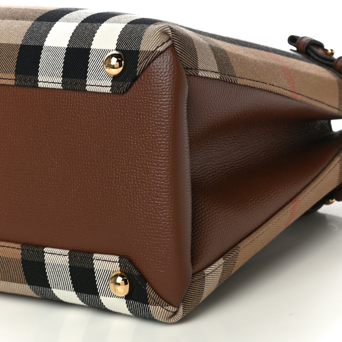 House Check Grainy Calfskin Medium Banner Tote Brown