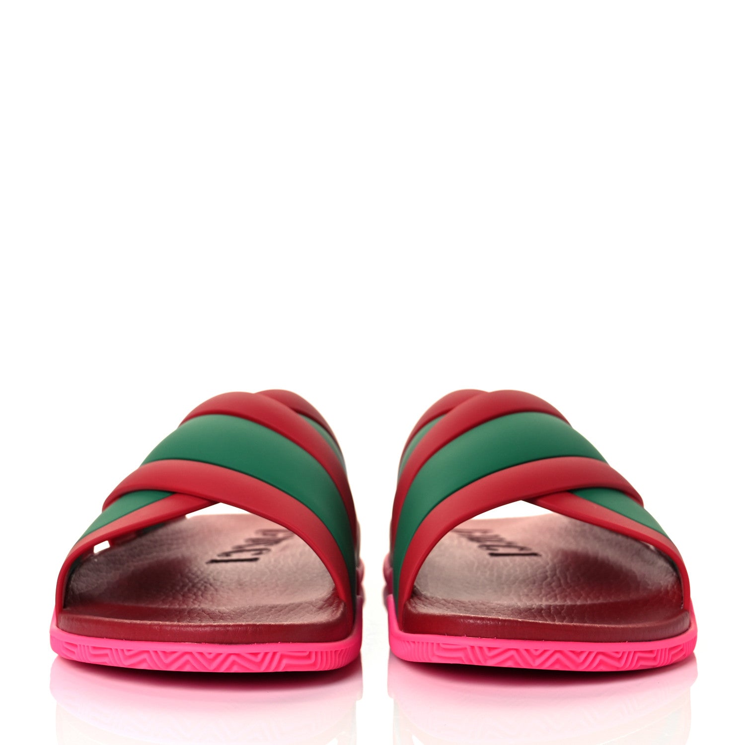 Gucci Rubber Web Womens Criss Cross Slide Sandals 42 Coral New Shamarock 2 of 9