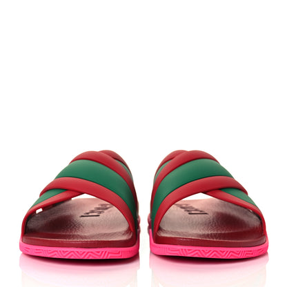 Gucci Rubber Web Womens Criss Cross Slide Sandals 42 Coral New Shamarock 2 of 9