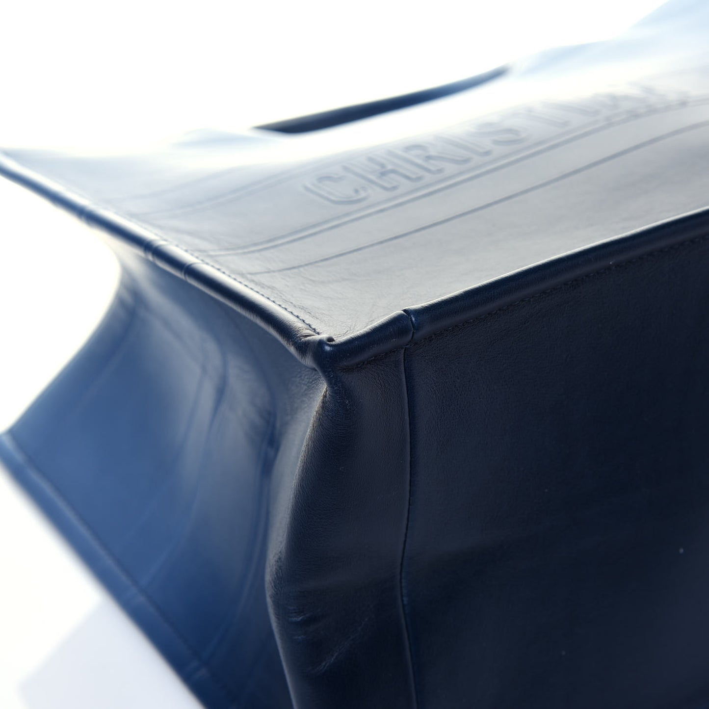 Gradient Smooth Calfskin Embossed Medium Book Tote Indigo Blue
