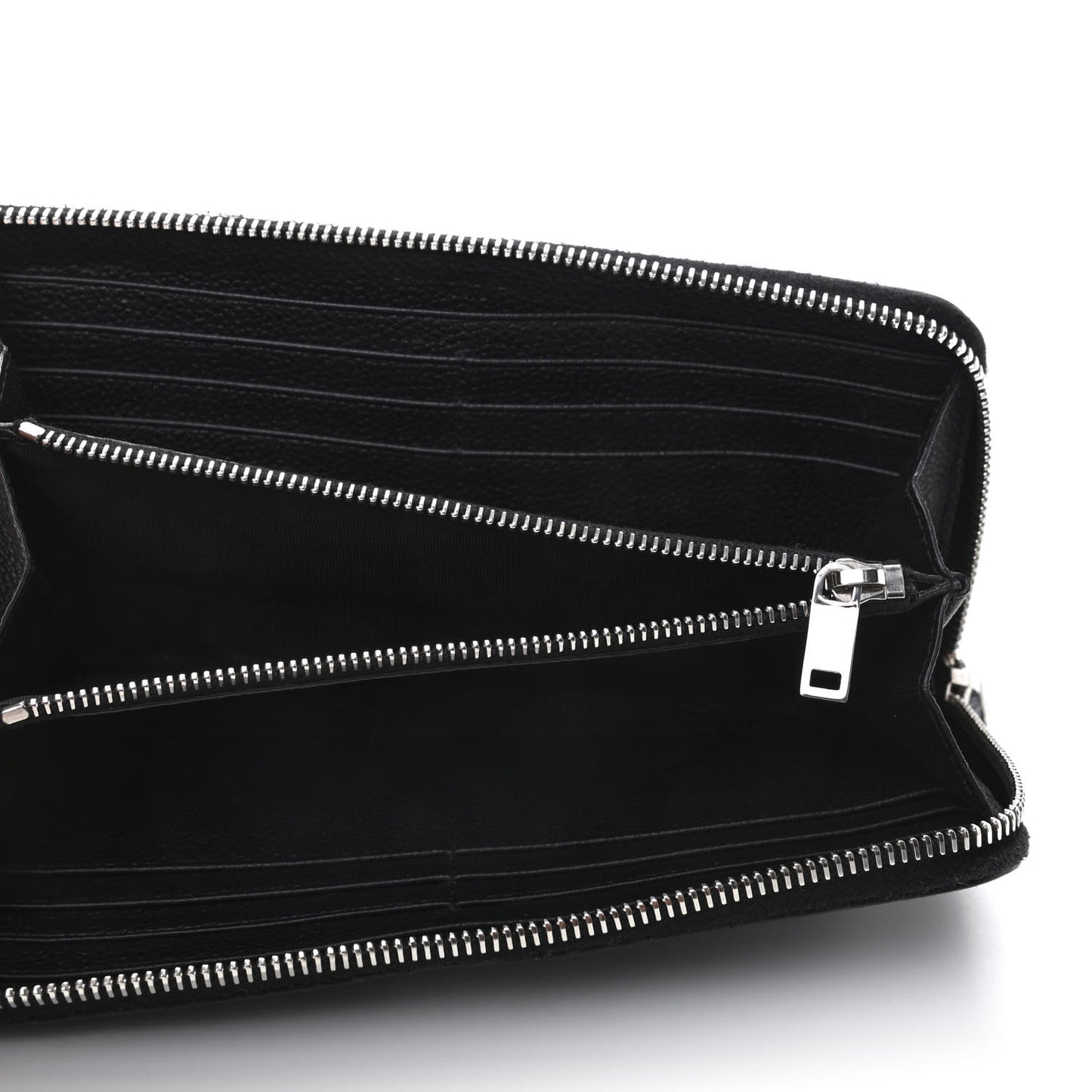 Grained Calfskin Rive Gauche Zip Around Wallet Black