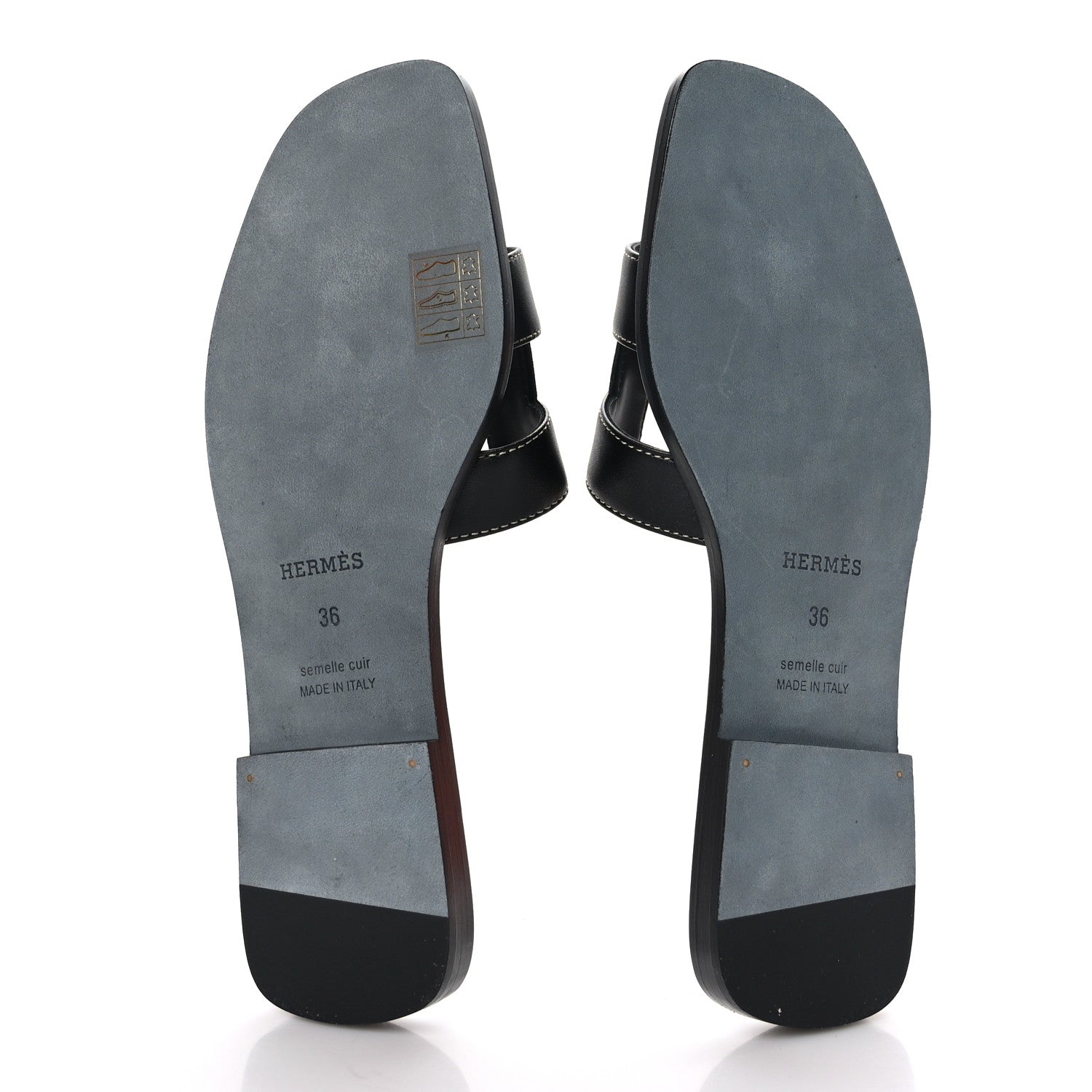 Hermes Box Calfskin Oran Sandals 36 Black 5 of 9