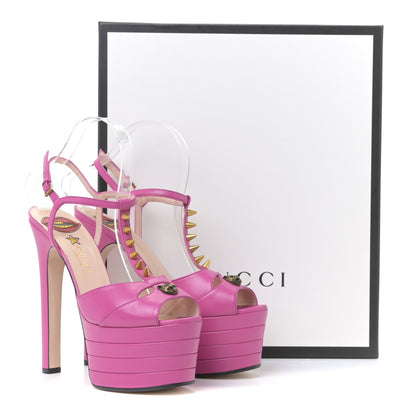 Gucci Malaga Kid Angel T-Strap Platform High Heel Sandals 39 Rododendro 12 of 12