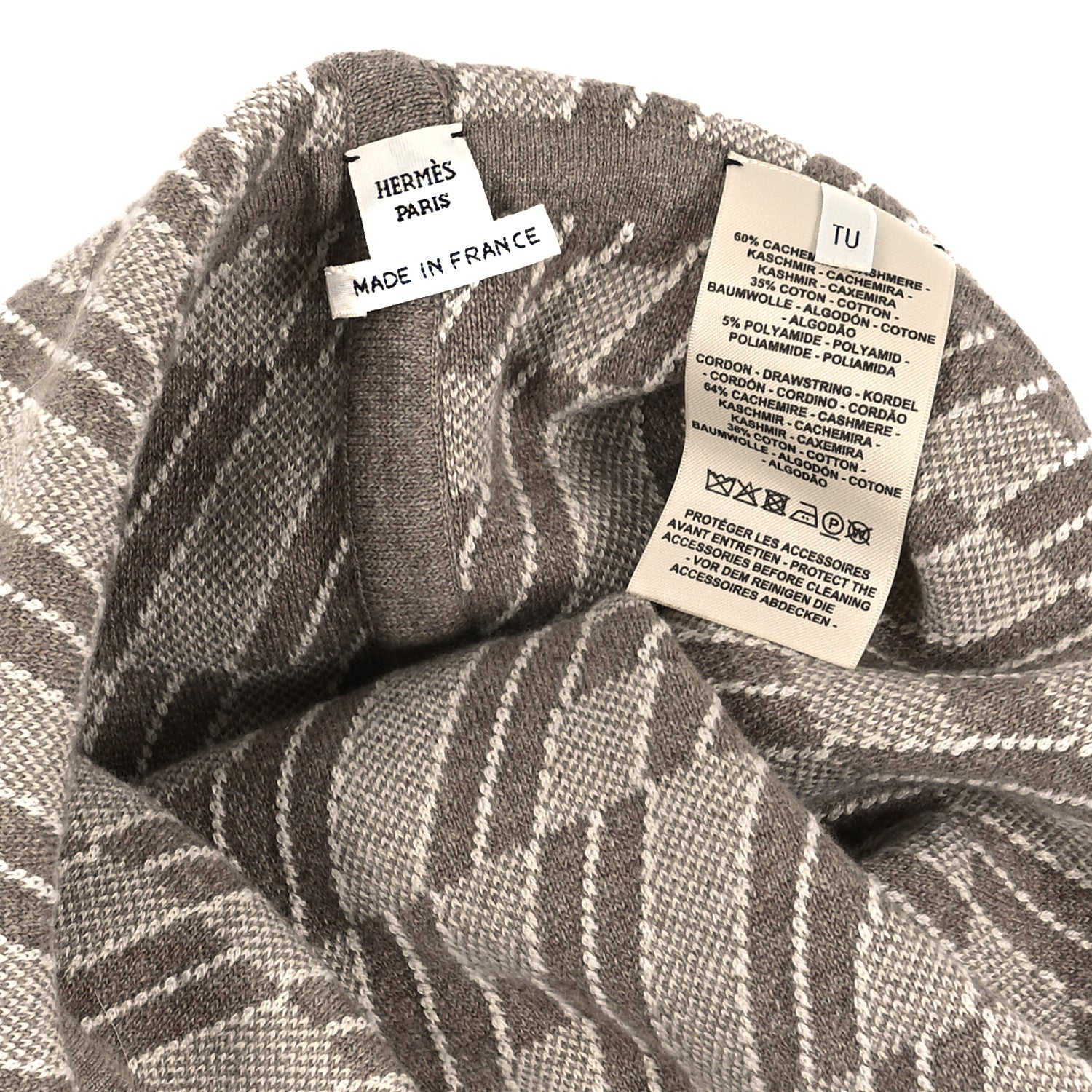 Hermes Cashmere Cotton H En Biais Reversible Collar Beige Lin 3 of 3