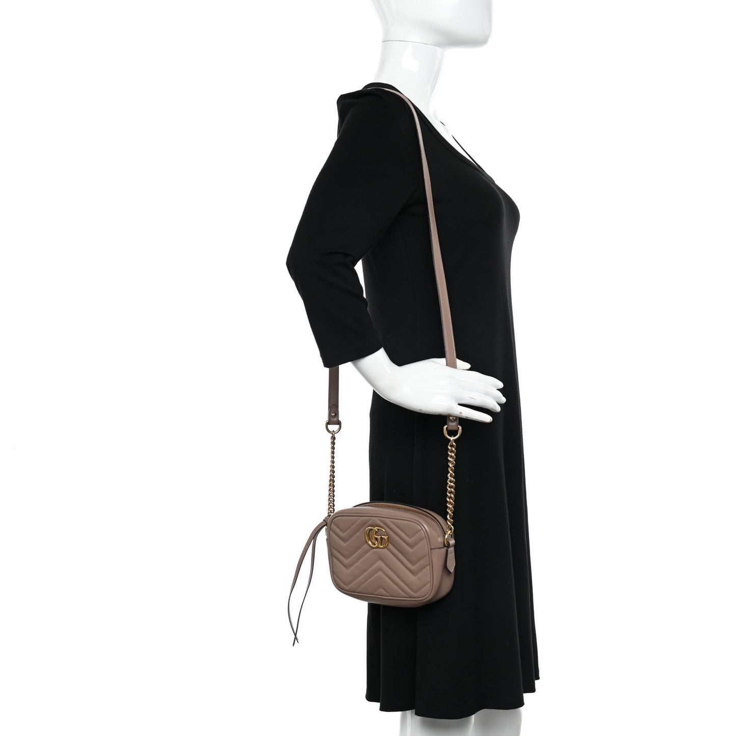 Calfskin Matelasse Mini GG Marmont Chain Shoulder Bag Porcelain Rose