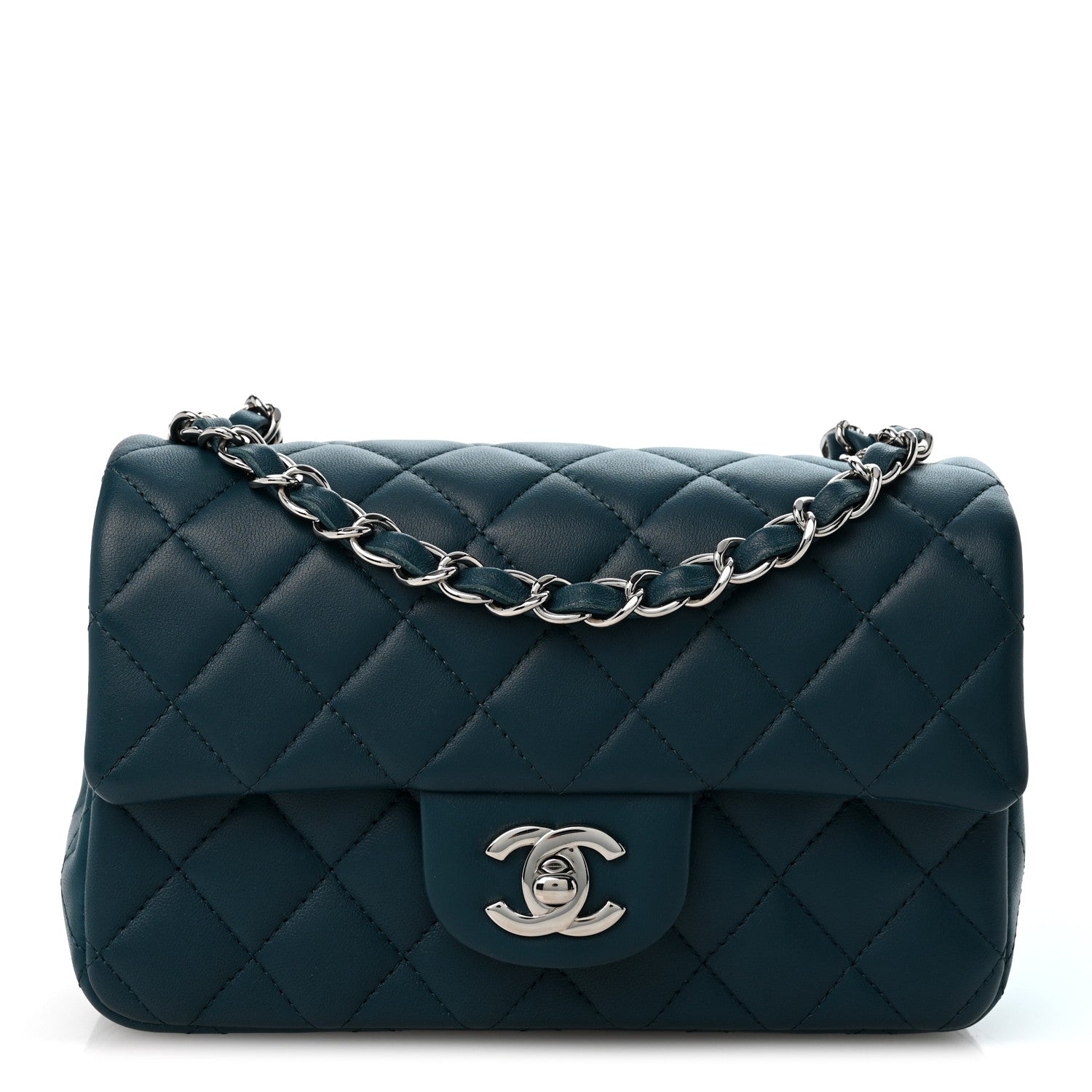 Chanel Lambskin Quilted Mini Rectangular Flap Dark Blue 1 of 14
