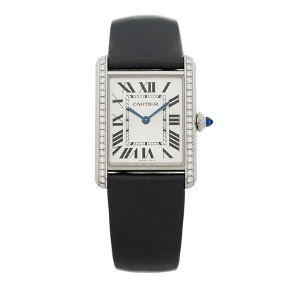 Cartier Stainless Steel Satin Diamond 25mm Must de Cartier Tank Quartz Watch 1 of 5
