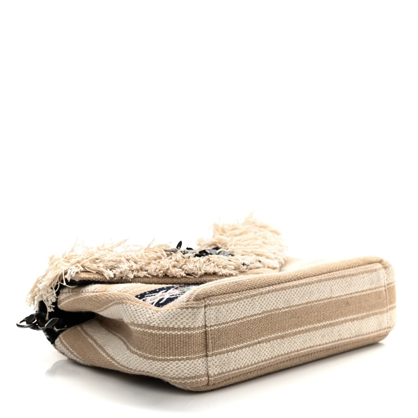 Berber Chevron Tassel Monogram Medium College Bag Black White