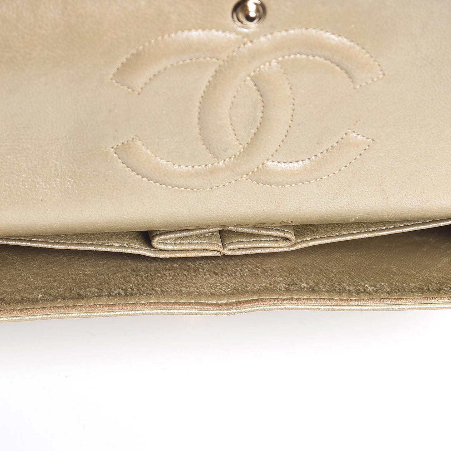 Lambskin Quilted Medium Double Flap Light Gold