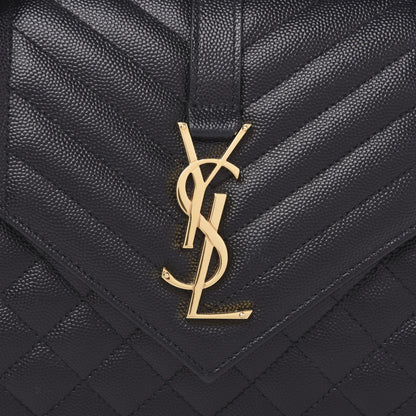 Saint Laurent Grain De Poudre Textured Mixed Matelasse Triquilt Medium Monogram Satchel Black 9 of 9
