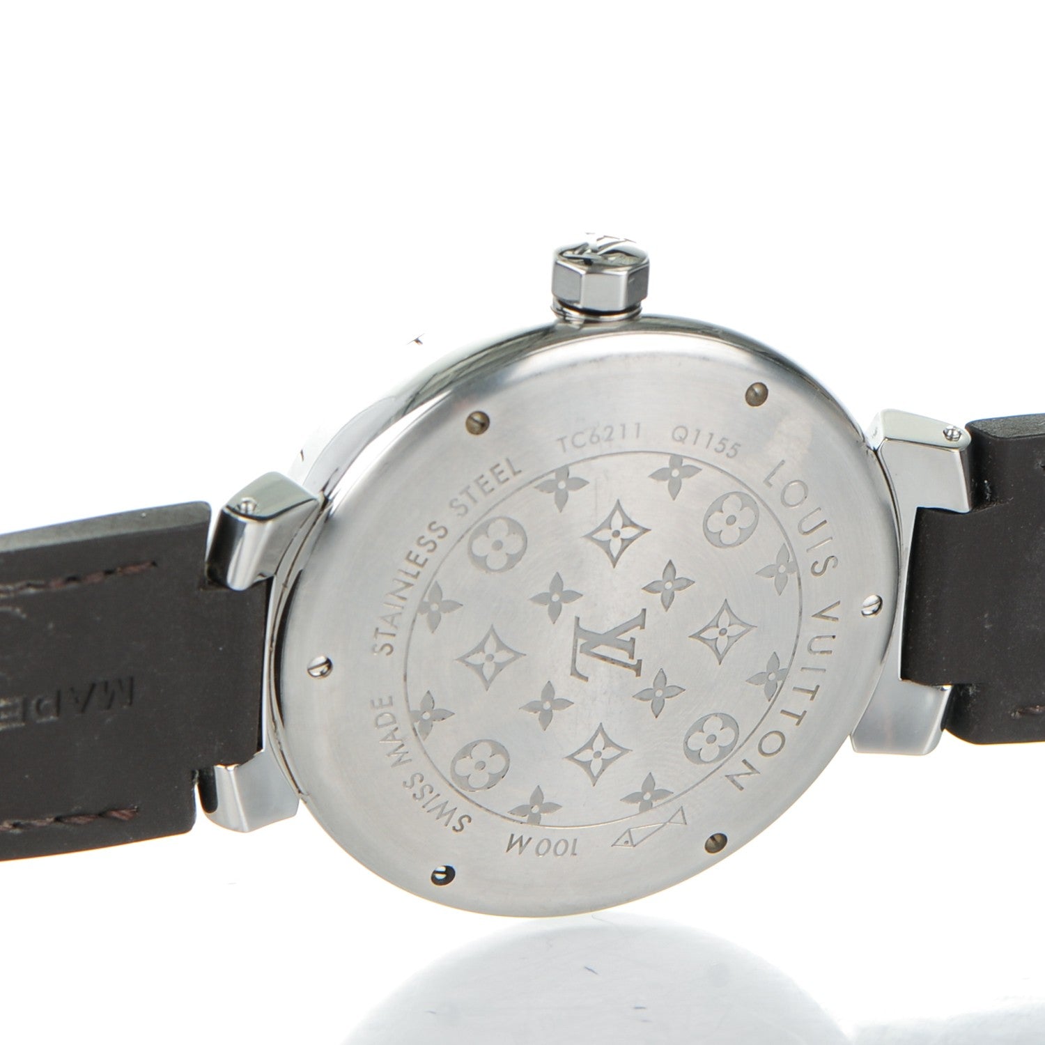 Louis Vuitton Stainless Steel Alligator 41mm Tambour GMT Automatic Watch Brown 6 of 12