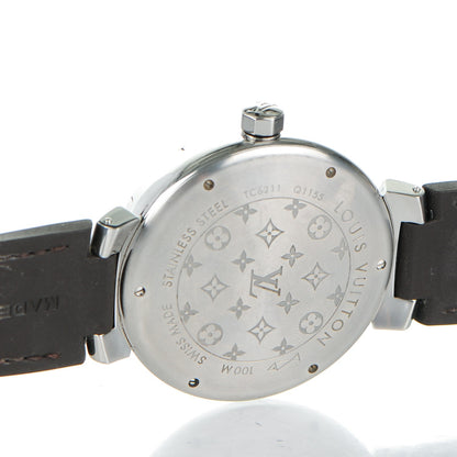 Louis Vuitton Stainless Steel Alligator 41mm Tambour GMT Automatic Watch Brown 6 of 12