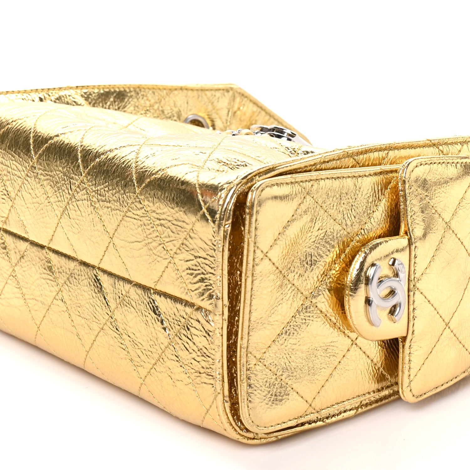 Chanel Metallic Aged Calfskin Quilted Mini Chanel 25 Handbag Gold 9 of 10