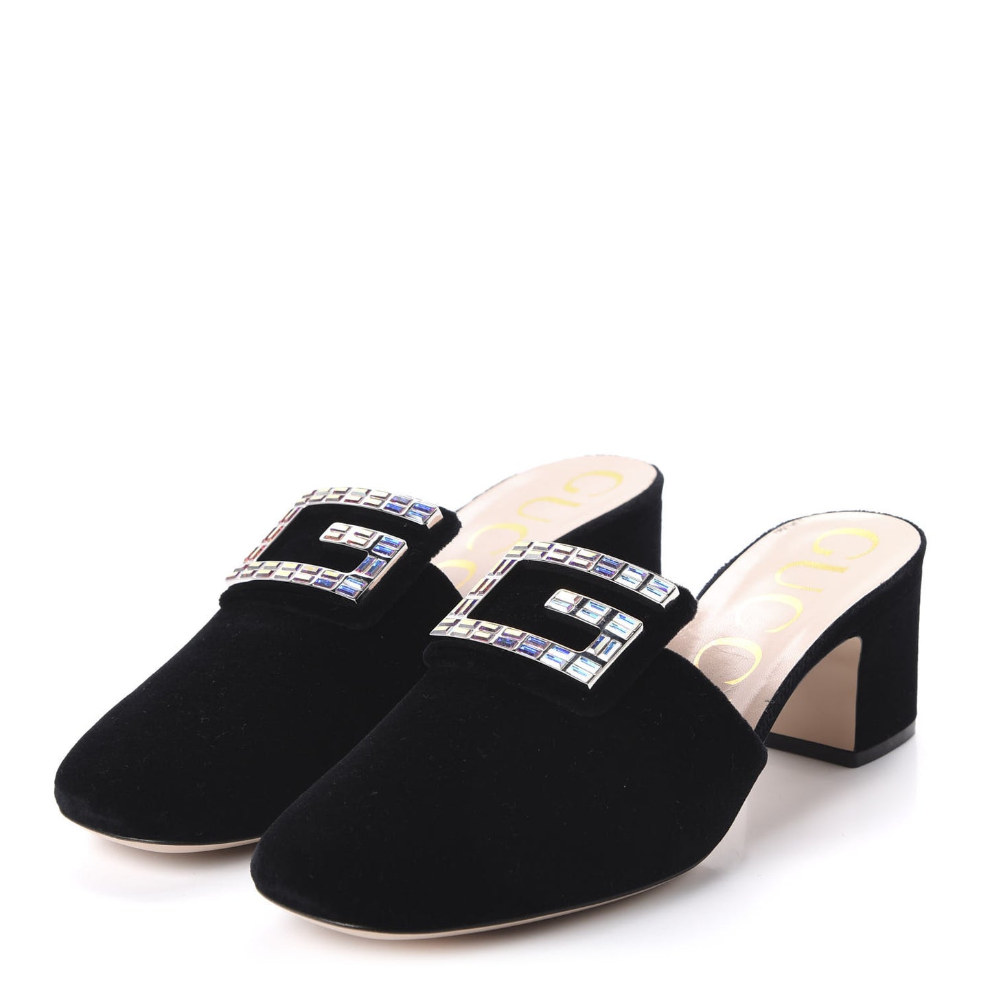 Velvet Crystal Square G Madelyn Mules 39 Black