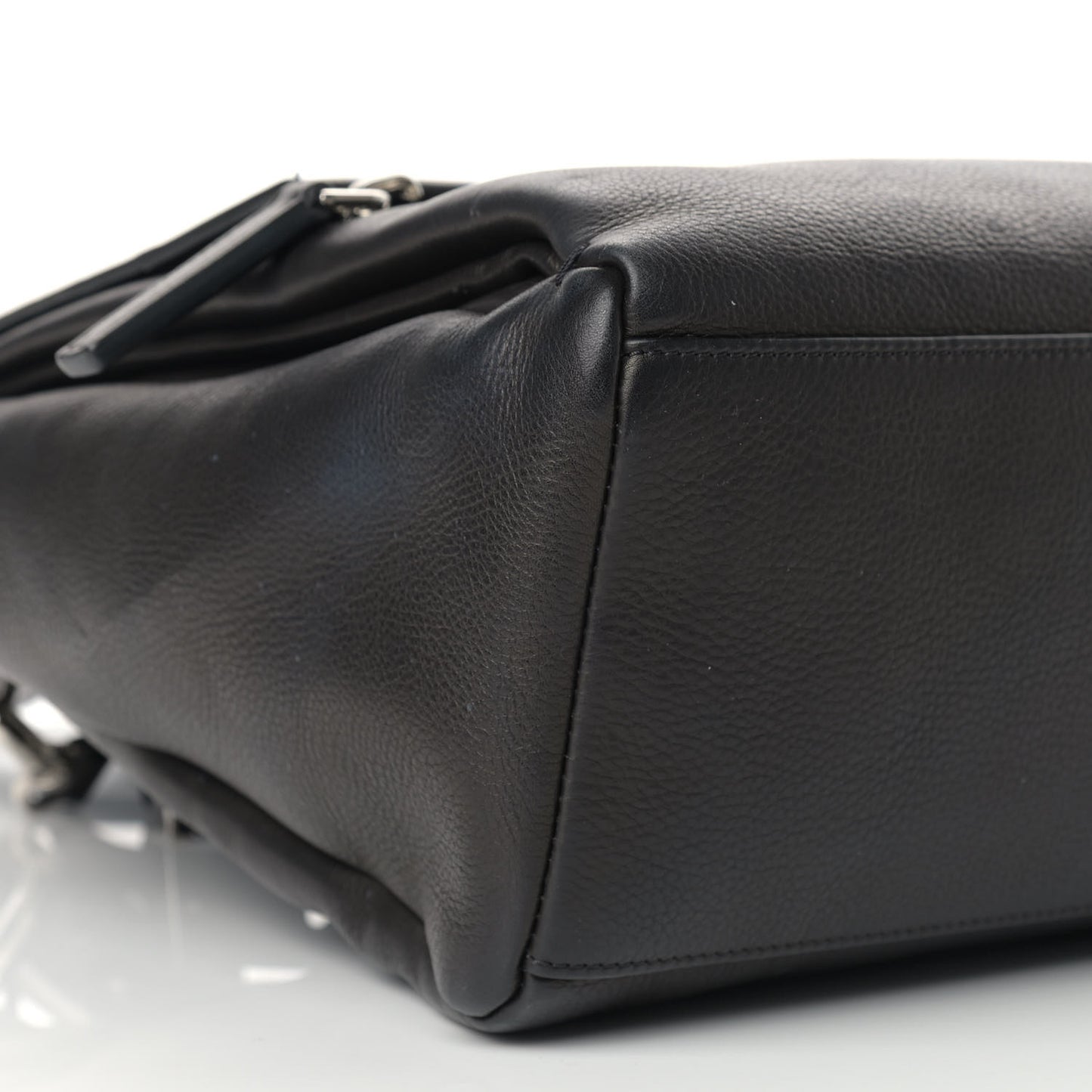 Waxy Grained Calfskin Medium Pandora Pure Flap Bag Black