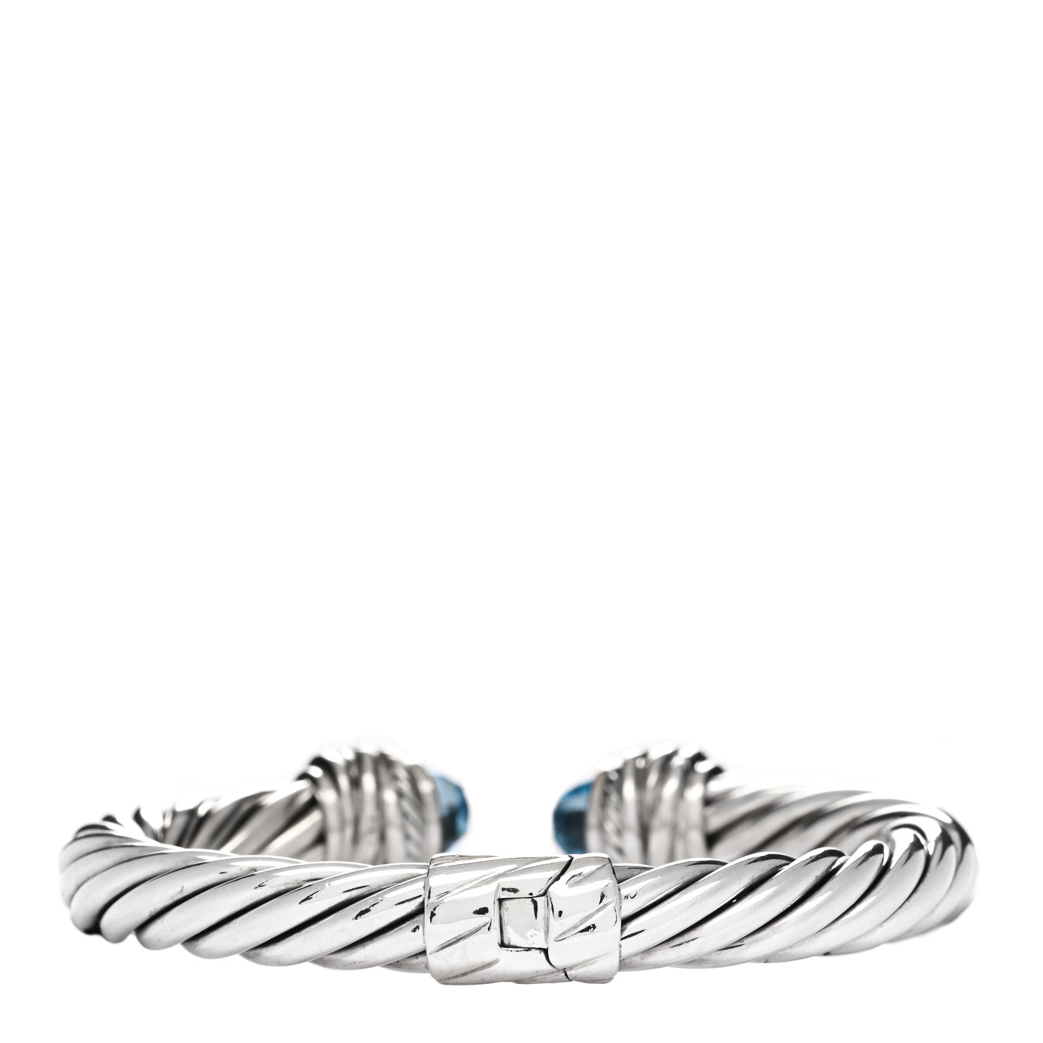 David Yurman Sterling Silver Diamond Blue Topaz 8.5mm Crossover Hinge Bracelet 2 of 3