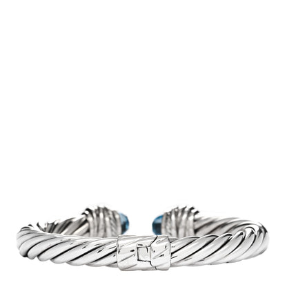 David Yurman Sterling Silver Diamond Blue Topaz 8.5mm Crossover Hinge Bracelet 2 of 3