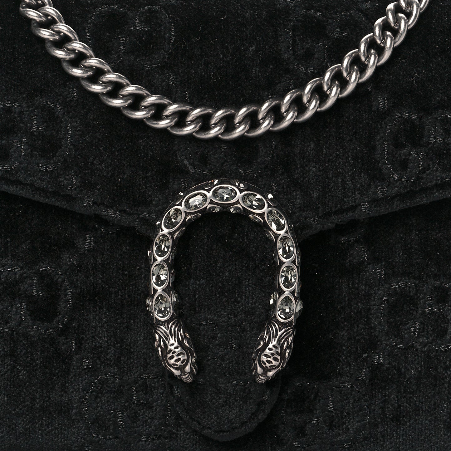 Velvet GG Monogram Mini Dionysus Chain Wallet Black