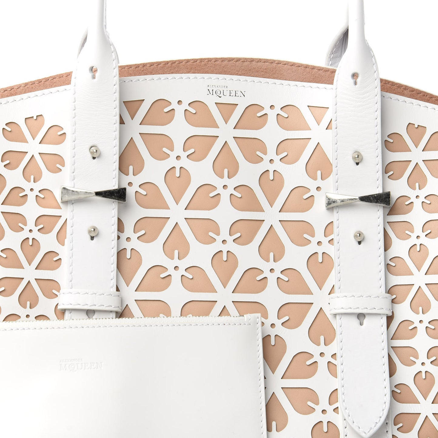 Laser Cut Calfskin Medium Legend Tote Nude