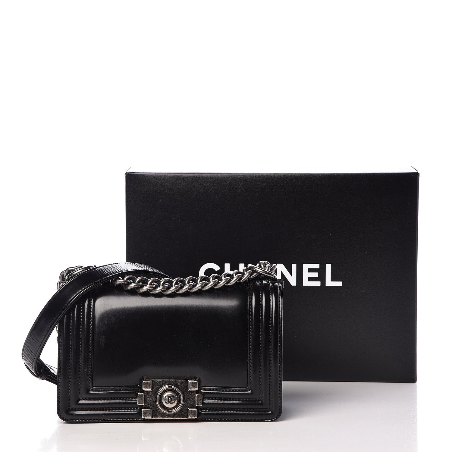 Chanel Glazed Calfskin Small Boy Flap Black 13 of 13