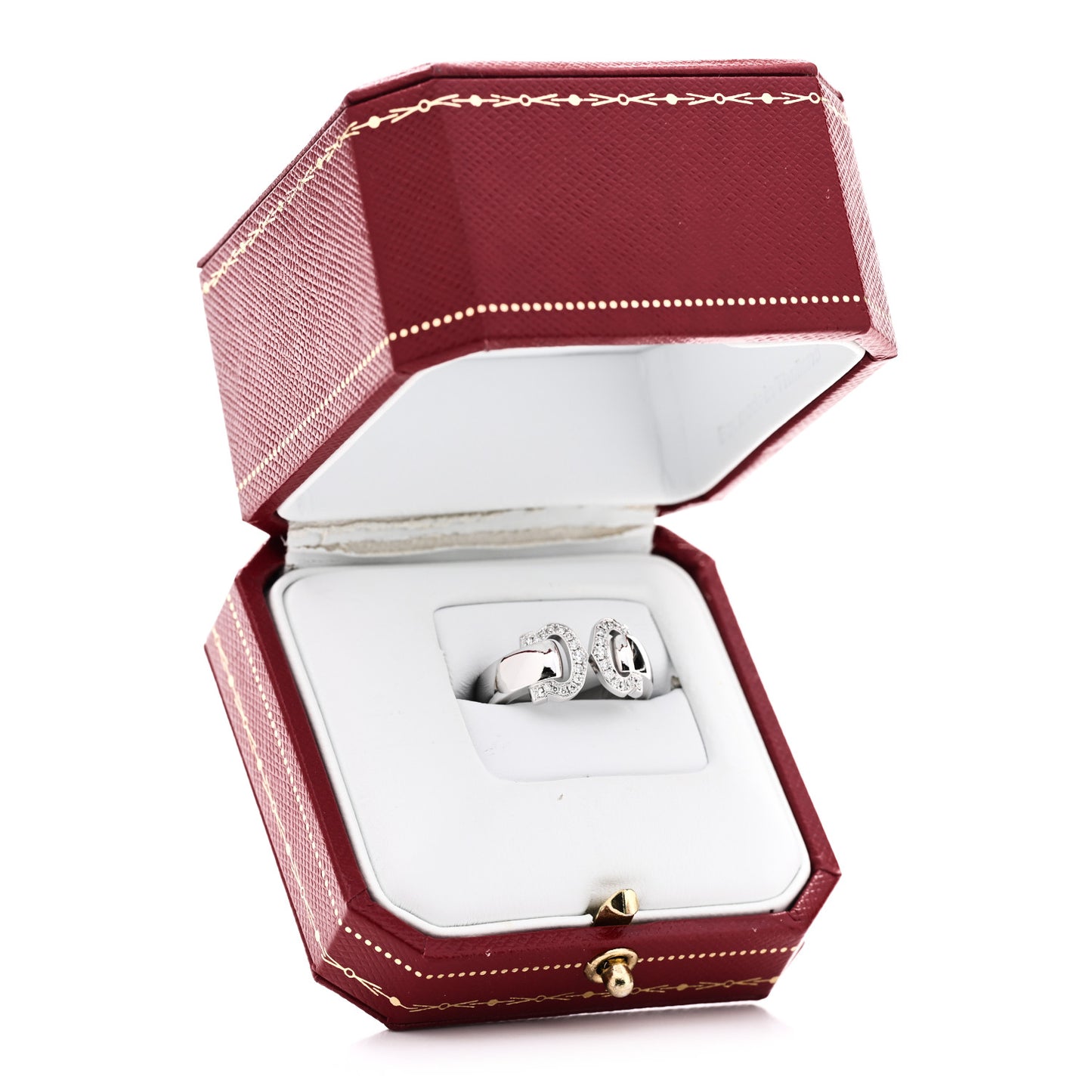 18K White Gold Diamond C De Cartier Ring 54 7