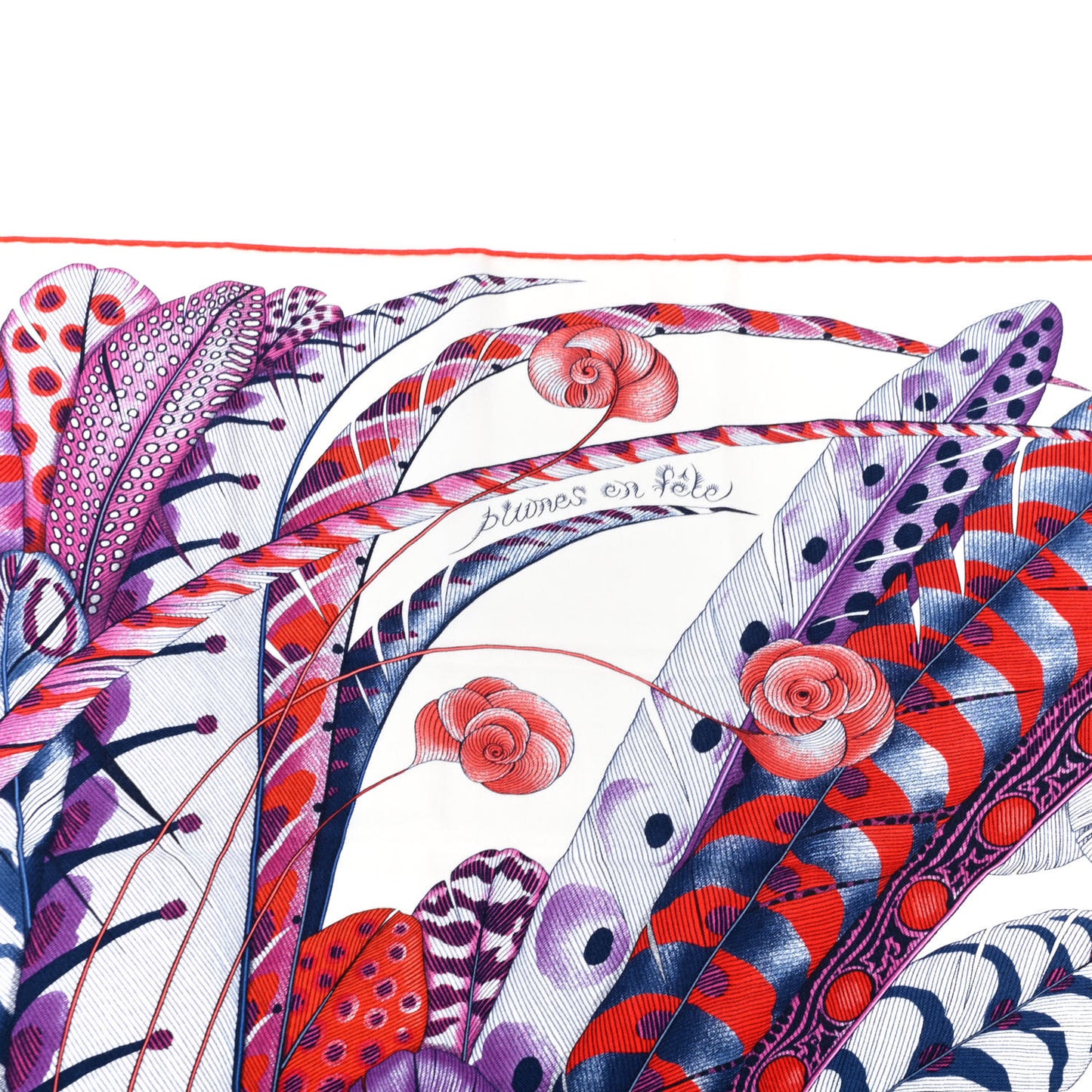 Cashmere Silk Plumes En Fete Shawl 140 White Violet Rouge