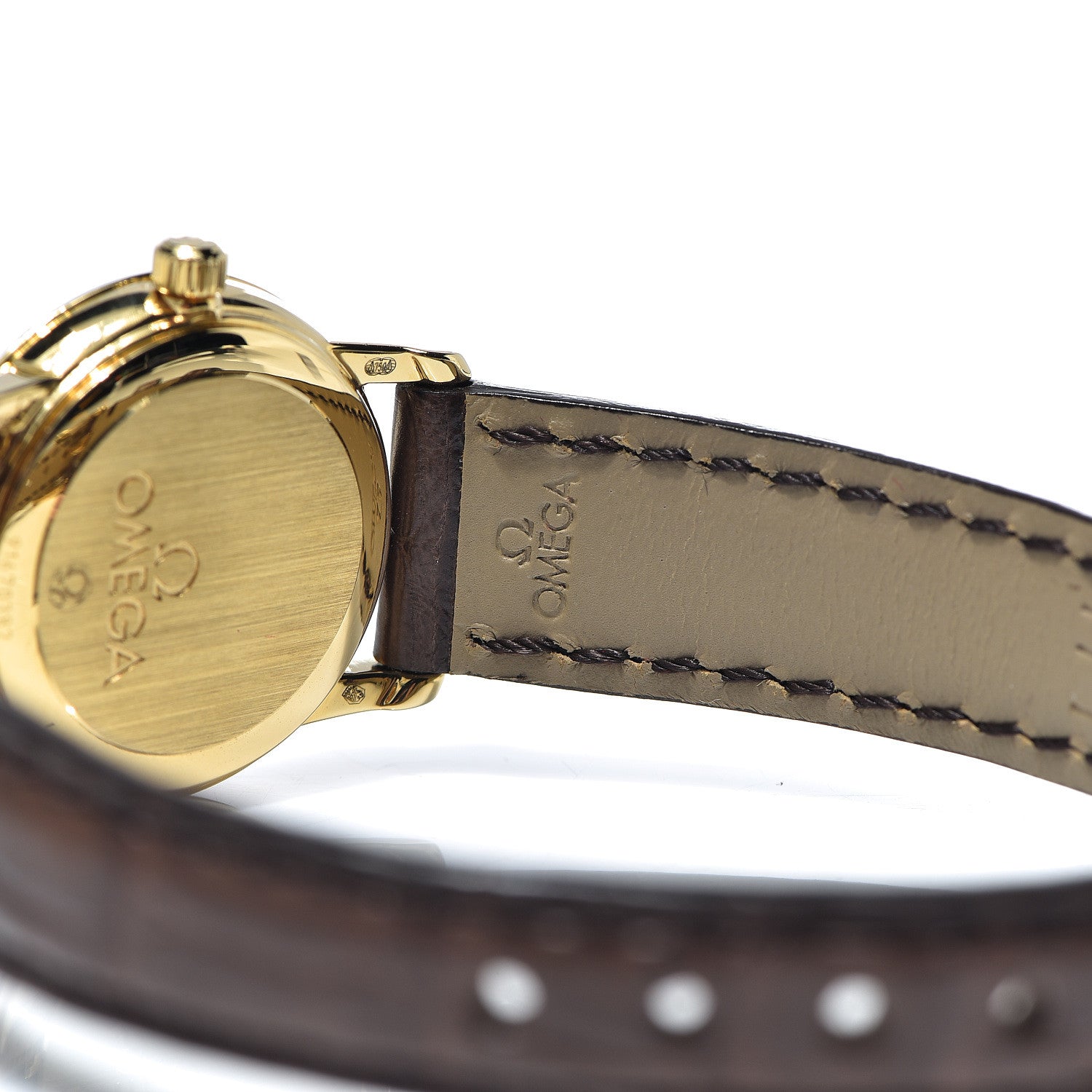 Omega 18K Yellow Gold Crocodile Mother of Pearl 22mm De Ville Prestige Quartz Watch 4670.71.02 6 of 8