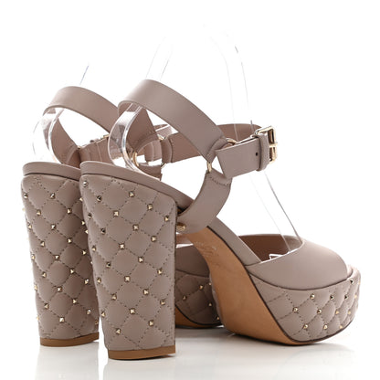 Valentino Garavani Calfskin Rockstud Spike Ankle Strap Sandals 39 Poudre 4 of 8