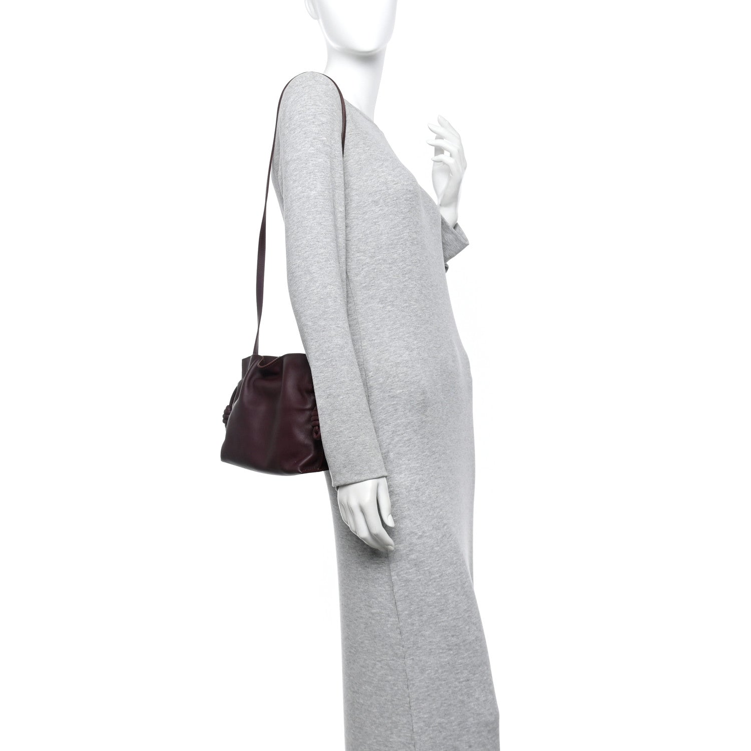 Loewe Calfskin Mini Flamenco Knot Clutch Dark Burgundy 2 of 11