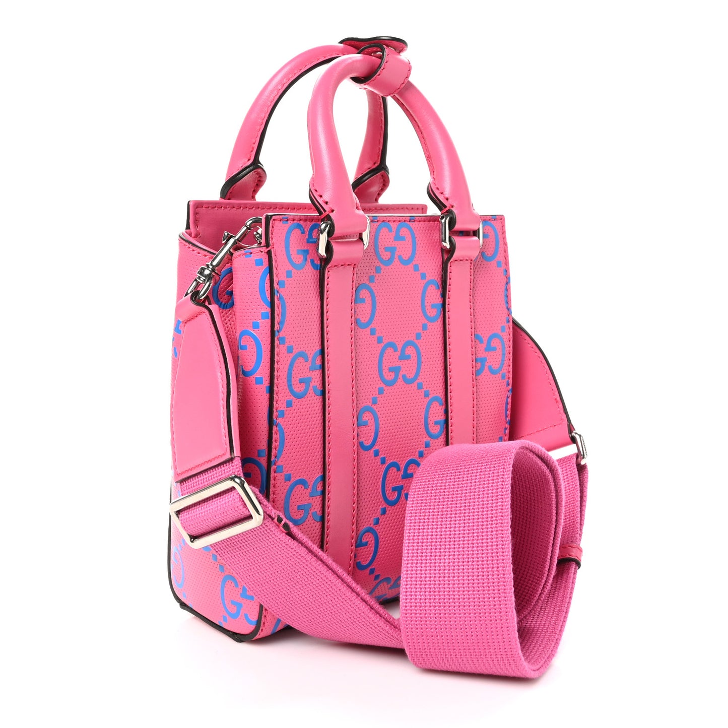 Calfskin GG Tennis Embossed Mini Tote Bag Modern Fuchsia Modern Blue