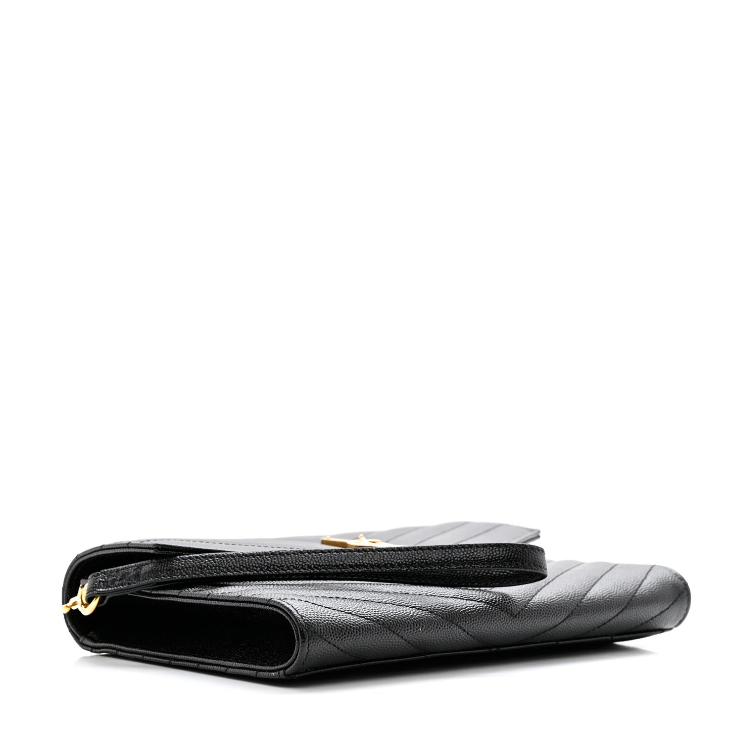 Grain De Poudre Matelasse Chevron Monogram Envelope Clutch Black