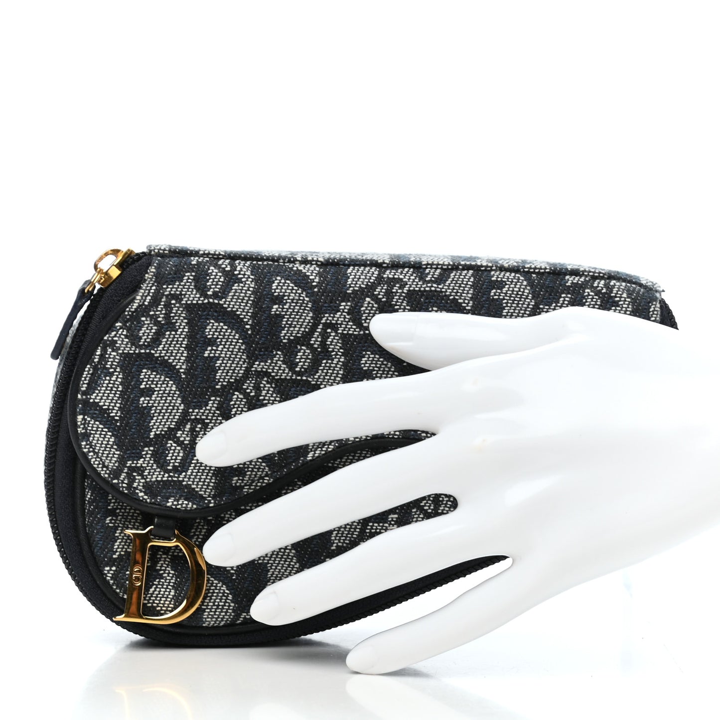 Monogram Mini Saddle Zip Pouch Navy Blue