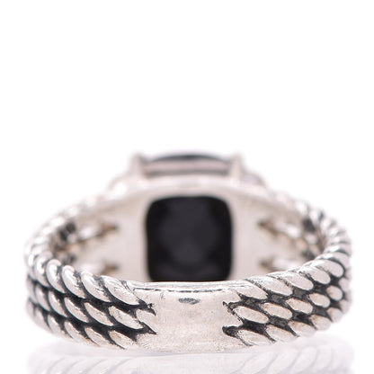 David Yurman Sterling Silver Diamond Black Onyx 10mm Petite Wheaton Ring 54 7 4 of 5