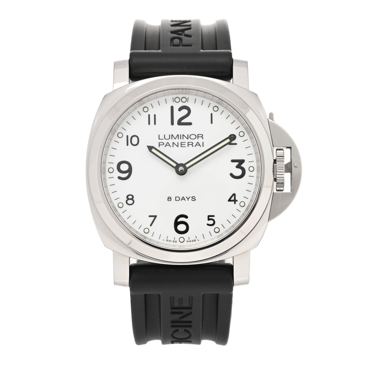Stainless Steel Rubber 45mm Luminor Base 8 Days Manual Winding Watch White PAM00561