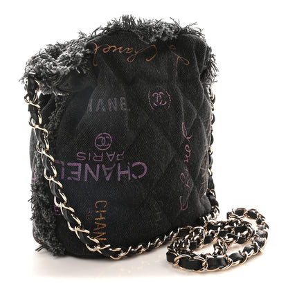 Chanel Denim Quilted Mood Small Bucket With Chain Black Multicolor 3 of 10