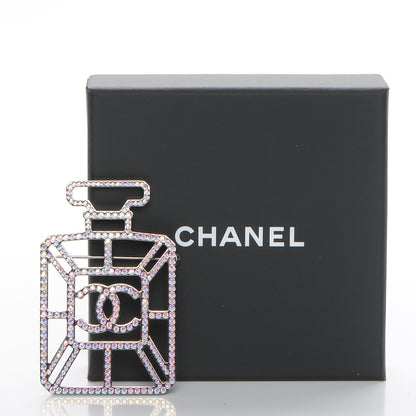 Chanel Crystal Perfume Bottle CC Brooch Silver 5 of 5