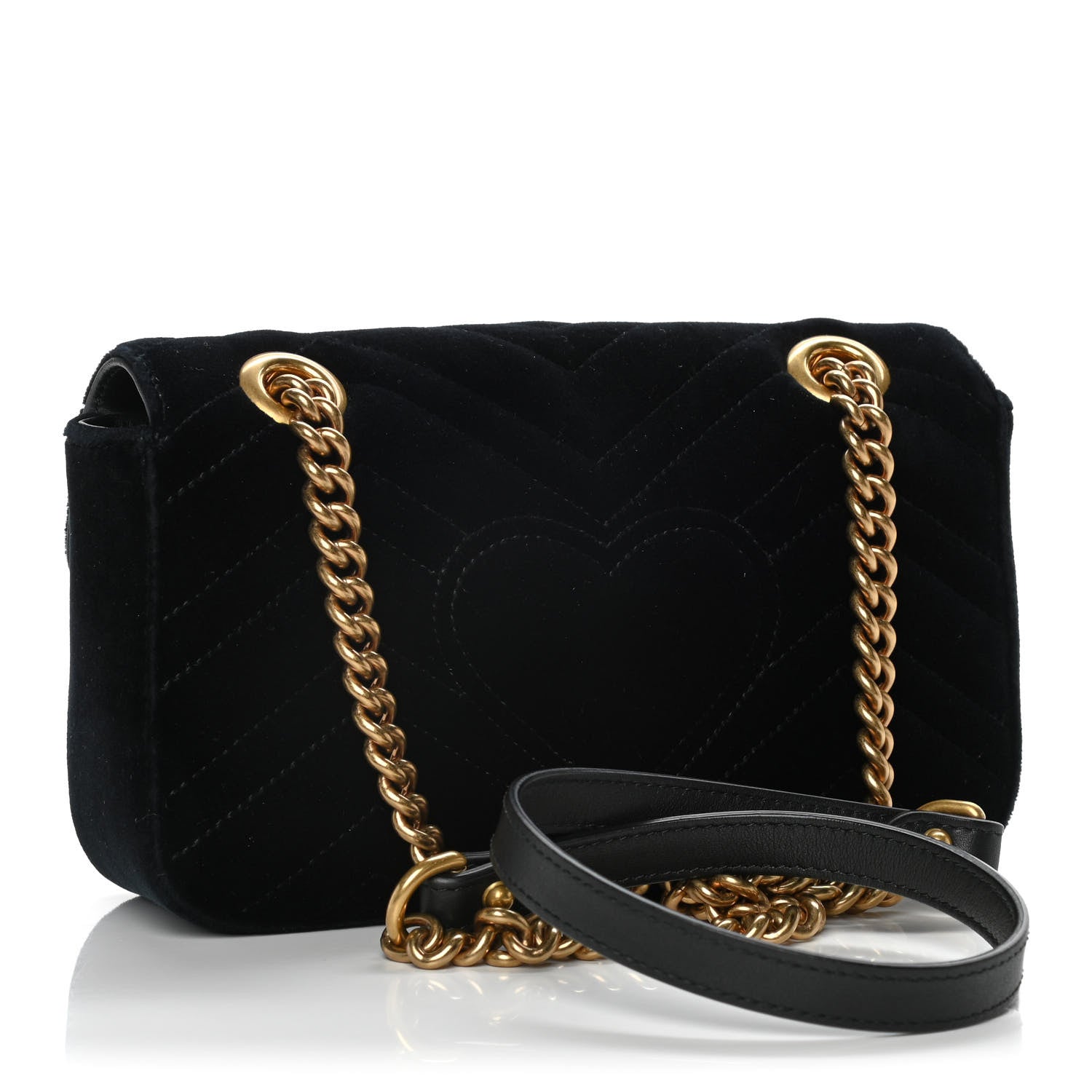 Gucci Velvet Matelasse Mini GG Marmont Shoulder Bag Black 3 of 14